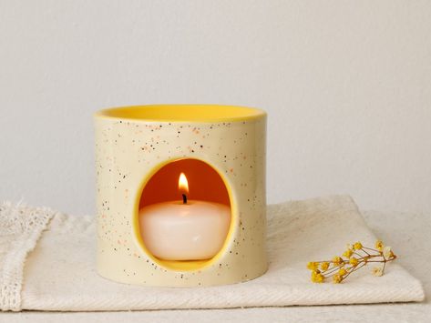 Yellow and Speckled Oil Burner, Handmade Ceramic Essential Oil Burner, Aromatherapy Wax Melter, Home Decor Tealight Fragrance Burner - Etsy Meditation Routine, Handmade Candle Holders, Essential Oil Burner, Wax Melter, Wax Melters, Handmade Candle, Candle Warmer, Oil Burner, Unique Holiday Gifts