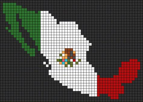 Mexican Pixel Art, Mexican Flag Perler Beads, Mexico Flag Pixel Art, Cactus Pixel Art Pattern, Cross Stitch Mexican Pattern, Cross Stitch Flags Of The World, Newfoundland Canada, Diy Graduation Gifts, Graph Paper Designs