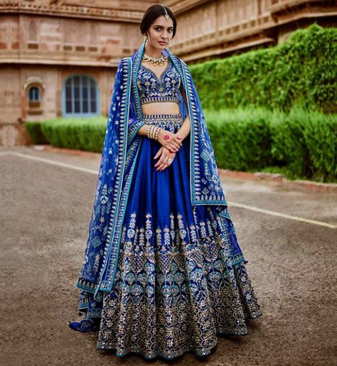 10 Dream Brands and Their Flagship Stores in Delhi | Weddingplz Royal Blue Lehenga, Dress Lehenga, Saree Bollywood, Lehnga Dress, Work Lehenga, Designer Bridal Lehenga, Indian Bridal Lehenga, Anita Dongre, Blue Lehenga