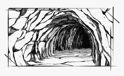 Cave Opening Drawing, Inside A Cave Drawing, Dark Cave Illustration, Cave Hideout Concept Art, Cave Opening Illustration, Cave Art Drawing, Cave Sketch Drawings, Inside Cave Drawing, Cave Entrance Drawing