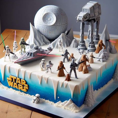 Linda Mooney's Other Worlds of Romance: Star Wars Cakes Star Wars Cake Easy, Star Wars Cake Decorations, Star Wars Cakes, Skye Birthday Party, Star Wars Birthday Cake, Cookie Recipes Decorating, Star Wars Baby Shower, Jungle Cake, Boy Birthday Party Themes