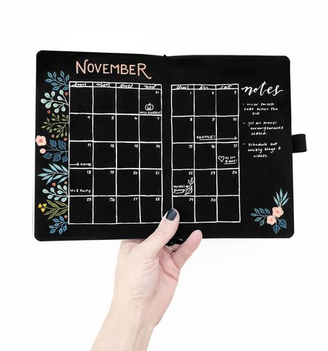 Day 1: #AOPlanningPary – Archer and Olive Blackout Book, Black Planner, Archer And Olive, Journals Ideas, Weekly Log, Journal Black, Black Journals, Bullet Journal Monthly Spread, Black Bullet