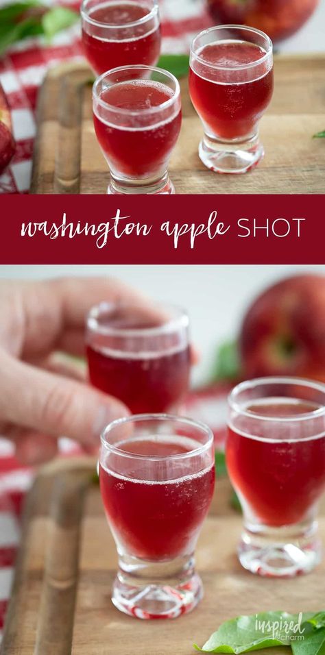 How to Make a Washington Apple Shot #recipe #shot #whiskey #apple #liquor #easy #appleshot #washingtonapple #cranberryjuice #applepucker Washington Apple Drink, Apple Pucker Drinks, Apple Liquor, Washington Apple Shot, Apple Shots, Sour Apple Pucker, Canadian Whiskey, Unique Cocktail Recipes, Apple Pucker