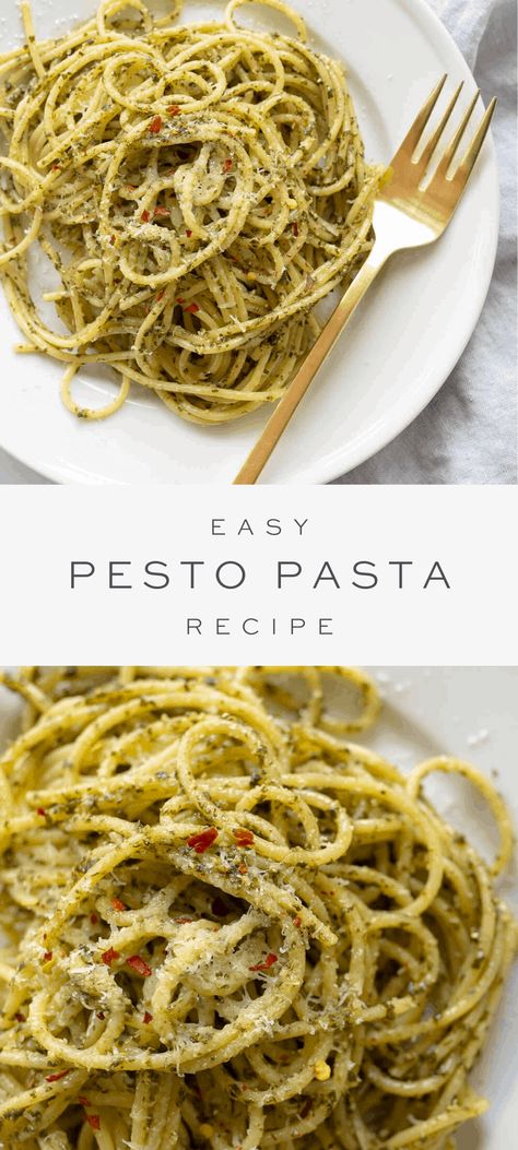 You can whip up this amazing Pesto Pasta recipe in minutes! Make a quick and easy fresh pesto sauce for your pasta, or take a pantry shortcut using jarred pesto. Regardless, it’s a surefire success! Pesto Pasta Dishes, Easy Pesto Pasta, Pesto Pasta Recipe, Pesto Cheese, Pesto Pasta Recipes, Julie Blanner, Pasta Ingredients, Dinner Night, Italian Dinner