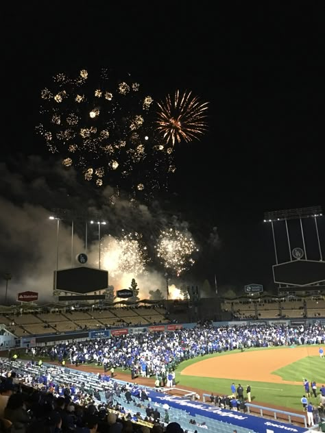 Dodger Game Aesthetic, La Dodgers Aesthetic, Dodger Stadium Aesthetic, Dodger Aesthetic, Dodgers Aesthetic, Alexa + Core + Aesthetic, Mlb Aesthetic, Night Fireworks, Dodgers Stadium