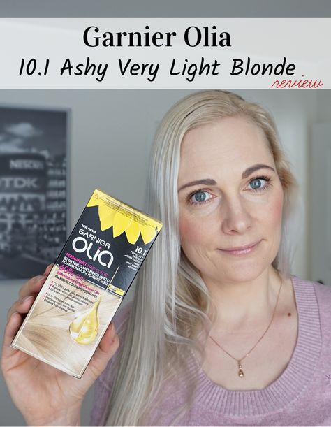 Review: Garnier Olia 10.1 Ashy Very Light Blonde Garnier Blonde Hair Dye, Garnier Olia Hair Color, Garnier Hair Color Brown, Olia Hair Color, Dark Hair Dye, Garnier Hair Color, Ammonia Free Hair Color, Garnier Olia, Cute Blonde Hair