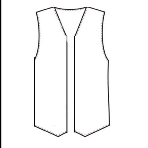 Vest Sketch Design, Vest Sketch, Vest Flat Sketch, Vest Drawing, Vest Template Sewing, Vest Template, Denim Jacket Technical Drawing, Sleeveless Kurta, Biker Vest