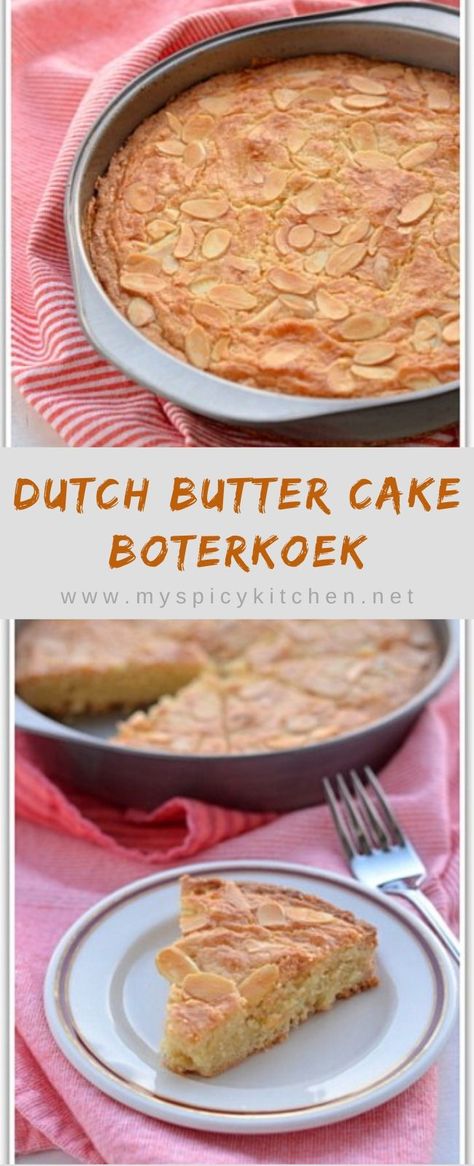 Dutch butter cake is a popular, flat, moist almond flavored cake with crispy edges.  Easy to bake and difficult to resist, a delicious tea time snack or a dessert.  Great is a #EdibleGiftIdeas for the holidays.     #DutchButterCake #MySpicyKitchen Almond Flavored Cake, Dutch Butter Cake Recipe, Art Snacks, Dutch Butter Cake, Food Sandwiches, Poetry Tea, Time Logo, Time Meme, Kentucky Butter Cake