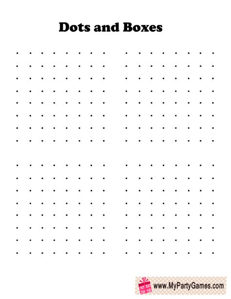 Free Printable Dots and Boxes Game for Kids Dots Game Printable, Dot Game Printable, Dots And Boxes Game Free Printable, Sabbath Activities, Paper Games For Kids, Dots And Boxes, Coping Skills Activities, Pen And Paper Games, Dots Game