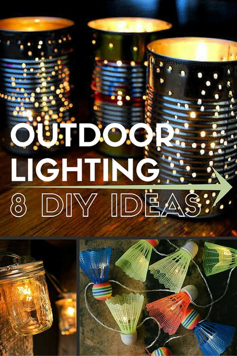 Make your outdoor spaces twinkle with atmosphere with one of these DIY outdoor lighting projects. Diy Outdoor Lights, Garden Lighting Ideas, Diy Garden Patio, Diy Outdoor Lighting, Outdoor Space Design, Outdoor Lighting Ideas, Diy Outdoor Decor, Backyard Lighting, Outdoor Diy Projects