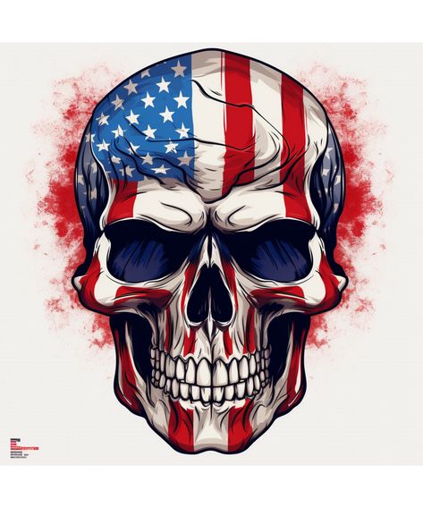 Skull Flag Tattoo, Skeleton Wallpapers, Dino Tattoo, Cracked Skull, Patriotic Wallpaper, Cool Skull Drawings, Colorful Skull Art, Skull Drawings, American Flag Art