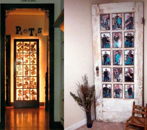 Using Old Doors To Decorate, Refinish Door, Glass Pane Door, Colonial Door, Old French Doors, Display Refrigerator, Home Improvement Ideas, Old Wooden Doors, Waste Material