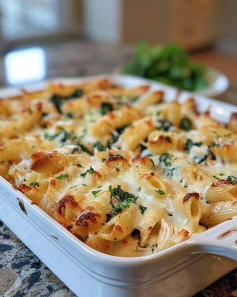 Got this dish from my Italian neighbor and we instantly knew we needed the recipe! Italian Casseroles Baked, Italian Bake, Casserole Dinners, Cooktop Cove, Casserole Kitchen, Italian Main Dishes, Chicken Casseroles, Pasta Side Dishes, Italian Pasta Dishes