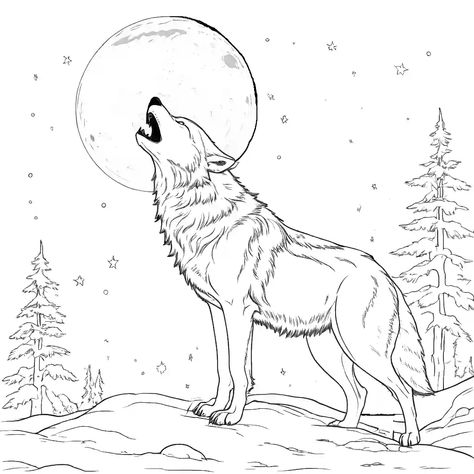 Wolf Coloring Pages For Adults, Wolf Coloring Pages Free Printable, Wolf Howling Drawing, Wolf At Night, Howling Wolf Silhouette, Wolf Drawing Easy, Wolf Coloring Pages, Acrylic Paint Mediums, Cute Wolf Drawings