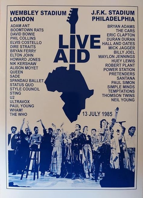 Amazon.com: Assorted Live Aid 1985 Wembley Stadium & Philadelphia - souvenir print: Posters & Prints Live Aid 1985, Alison Moyet, Howard Jones, Thompson Twins, Live Aid, Paul Young, Hall & Oates, Adam Ant, Joan Baez