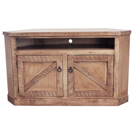 Wood Corner Tv Stand, 65 Tv Stand, Modern Rustic Style, Flat Panel Doors, Muted Earth Tones, Corner Tv Stand, Corner Tv, Tv Stands And Entertainment Centers, Living Room Tv