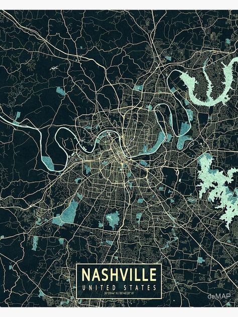 "Nashville City Map of Tennessee, USA - Summer" Poster for Sale by deMAP | Redbubble Map Of Tennessee, Nashville Poster, Nashville City, City Posters, Tennessee Map, Usa Summer, Summer City, Summer Poster, Poster City