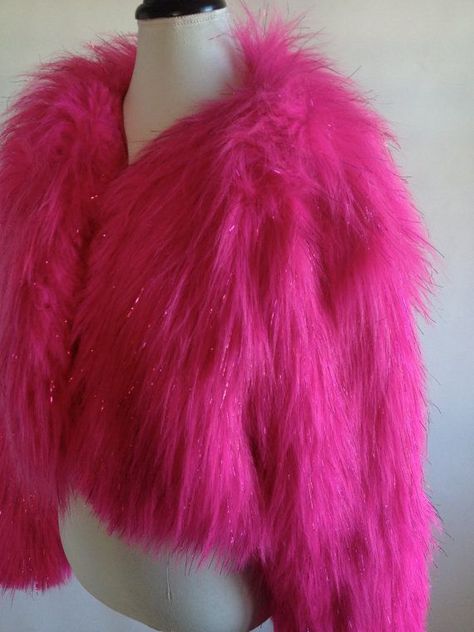 Pink Fur Jacket, Pink Faux Fur, Fashion Aesthetics, Fake Fur, Metallic Pink, Cropped Jacket, Faux Fur Jacket, Fur Jacket, Pretty In Pink