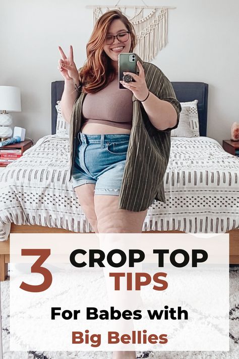 plus size crop top How To Style Crop Tops, Big Belly Outfits Plus Size, Plus Size Crop Top Outfit, Plus Size Crop Top, Glasses Outfit, Plus Size Crop Tops, Plus Size Stores, Plus Size Tips, Twin Beds