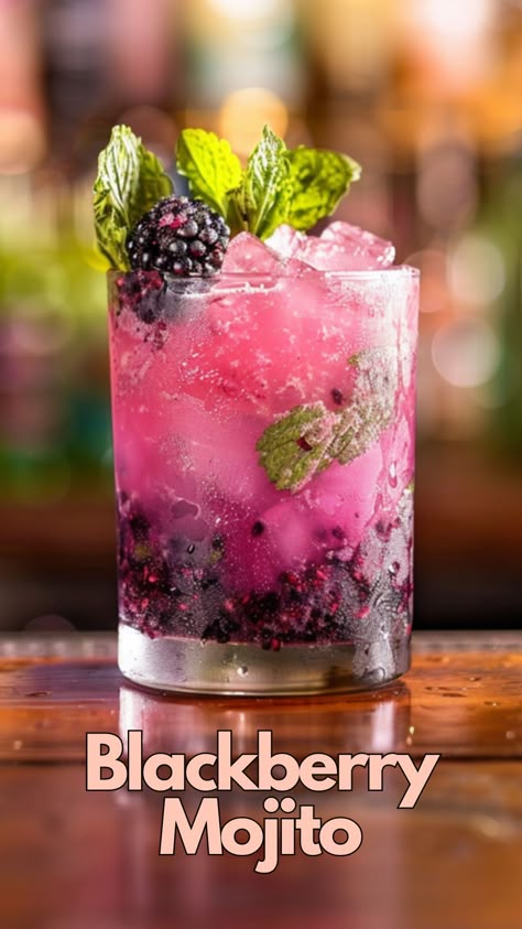 Discover the ultimate taste adventure with our Blackberry Mojito recipe! Indulge in the sweet and slightly tart flavors of blackberries, enhanced by the zesty kick of lime and the refreshing coolness of mint. With a smooth, subtly sweet base from rum, every sip promises a journey of deliciousness. #BlackberryMojito #CocktailRecipes Mojito Flavors, Blackberry Mojito Recipe, Blackberry Cocktails, Summer Rum Cocktails, Blackberry Mojito, Blackberry Cocktail, Blackberry Margarita, Tart Flavors, Mint Cocktails