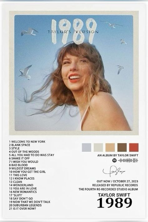 1989 Taylor Swift Album, Taylor Poster, Canvas Wall Art Bedroom, Posters For Room Aesthetic, 1989 Taylor's Version, Posters For Room, Aesthetic Canvas, Estilo Taylor Swift, Taylor Swift Music