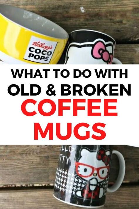 Home decor on a budget is easy with this repurposed project to make a creative planter from broken coffee mugs or kitchen bowls. Check out this quick repurposing idea to make you old cups into cute planters with this easy decor project. #diy #repurposing #decor Repurpose Coffee Mugs, Broken Mug Craft, Broken Cups Diy Ideas, Coffee Mugs Diy, Cute Planters, Coffee Cup Crafts, Creative Upcycling, Coffee Mug Crafts, Mugs Diy