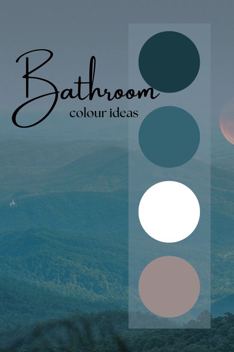 Bathroom colour ideas- guest bathroom colour ideas. Mountain theme. Forest theme. Bold colour choices. Blue And Green Bathroom Decor, Blue Spa Bathroom, Blue Green Bathroom Ideas, Blue Themed Bathroom, Bathroom Theme Ideas Color Schemes, Bathroom Colour Ideas, Guest Bathroom Colors, Blue Brown Bathroom, Blue And Green Bathroom