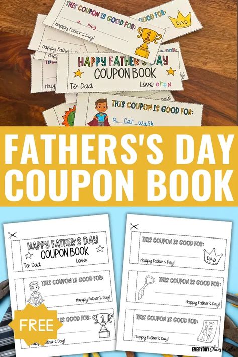 Free Printable Father's Day Coupons For Dad! Father’s Day Coupon Printable, Homemade Coupon Book, Coupon Book For Dad, Tie Template, Kid Surprise, Free Printable Coupons, Coupon Template, Fun Printables, Father's Day Diy