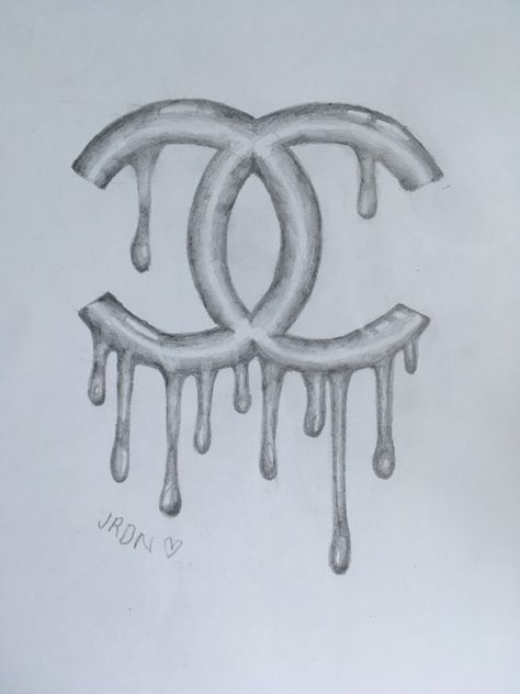 Designer-inspired dripping Chanel logo. Made by JRDN! 🖤 Channel Tattoo, Dior Drawing, Chanel Drawing, Logo Sketches, Drip Design, Pencil Sketch Drawing, Chanel Logo, Easy Drawings Sketches, Drawings Simple