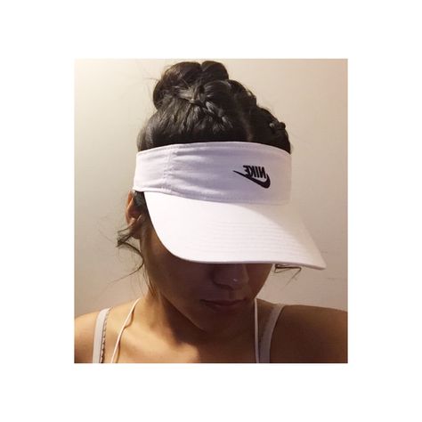 Visor hairstyle Tennis Visor Hairstyles, Hair Styles With Visor Hats, Cute Hairstyles With A Visor, Hairstyles To Wear With A Visor, Hairstyles For Visors Hats, Visor Hat Hairstyles, Tennis Hairstyles, Aesthetic Tennis, Tennis Visor