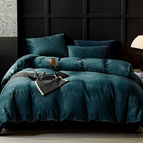 Amazon.com: WARMDERN Dark Grey Velvet Duvet Cover Queen Size Flannel Duvet Cover Bedding Sets, 3pcs Ultra Soft Luxury Textured Modern Crystal Velvet Duvet Covers with Zipper Closure(Dark Grey, Queen) : Home & Kitchen Velvet Bed Cover, Velvet Duvet Cover, Green Duvet Cover, Lakehouse Ideas, Flannel Duvet Cover, Earthy Bedroom, Luxe Bedroom, Velvet Duvet, Flannel Bedding