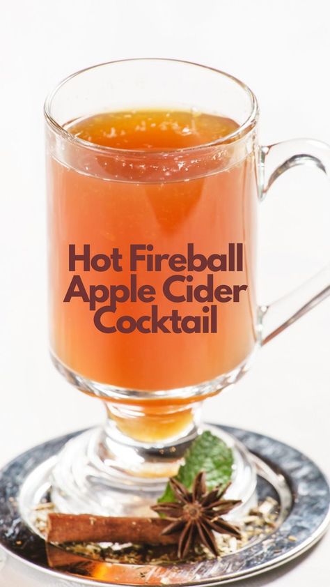 Hot Fireball Apple Cider Cocktail Fireball Apple Cider, Fireball Whiskey Drinks, Apple Cider Cocktail Recipes, Spiked Hot Apple Cider, Hot Apple Cider Cocktail, Apple Cider Cocktails, Caramel Apple Cider Recipe, Fireball Recipes, Hot Apple Cider Recipe