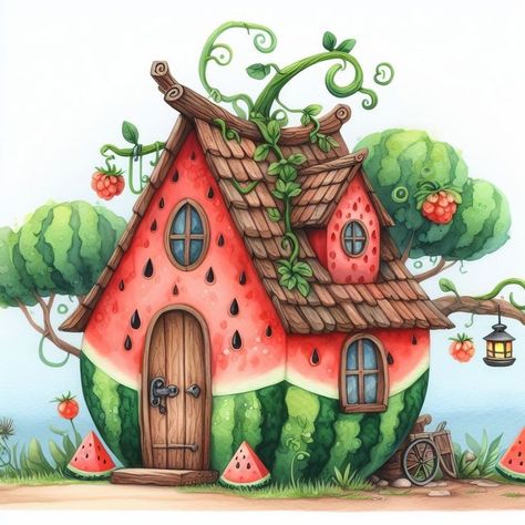 Fantasy Dwellings, Houses Watercolor, Camper Art, Zen Colors, Summer Clipart, Classy Tattoos, Happy House, Watercolor Ideas, Store Front