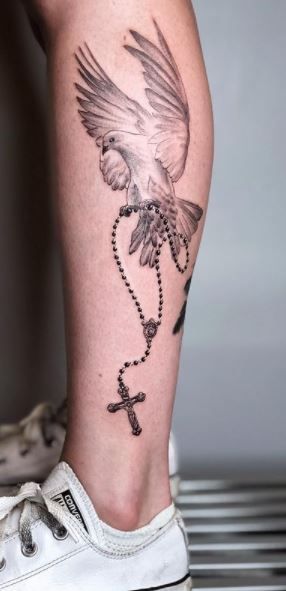 Dove Tattoo Design For Men, White Dove Tattoos, Faith Tattoo Designs, White Bird Tattoos, Dove Tattoo Design, Dove Tattoos, Tribute Tattoos, Tattoo Me, Cross Tattoos For Women