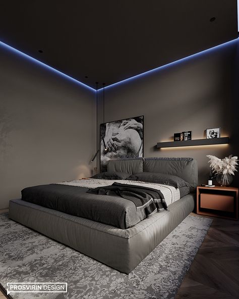 Small Room Ideas Modern, Grey Room Ideas Bedroom, Small Bedroom Ideas For Men, Room Ideas Modern Bedroom, Small Room Ideas, Black And Grey Bedroom, 2024 Bedroom, Bedroom Design Modern, Mens Bedroom Decor