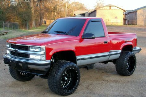 This is a 5.7 350 truck. This truck is BEAUTIFUL. People stop me all the time just to comment on it. All of the suspension and wheel and tire upgrades are only recent so everything is really tight. All of the suspension parts, shocks, ball joints, tie rod ends, & steering box where replaced.  ... 1997 Chevy Silverado, 1994 Chevy Silverado, Stepside Truck, Custom Trucks For Sale, Silverado 1500 Custom, Single Cab Trucks, Chevy Stepside, Chevy Trucks Silverado, Chevy 1500