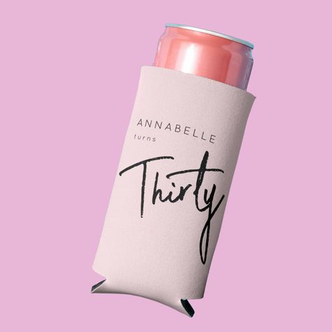 Modern 30th Thirty Thirtieth birthday party Seltzer Can Cooler - can coolers Pink 30th Birthday, Thirtieth Birthday, Birthday Party Design, 30th Birthday Party, Thirty Birthday, 30th Bday, Drinking Accessories, Birthday Party Celebration, 30th Birthday Parties