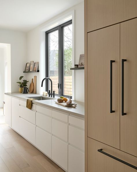 IKEA Cabinets Are the Secret Ingredient in This Toronto Kitchen | Architectural Digest Kitchen Architectural Digest, Trinity Bellwoods, Sink Light, Airy Kitchen, Cookbook Shelf, Cabinet Refrigerator, Victorian Modern, Light Hardwood Floors, Kitchen Fridges