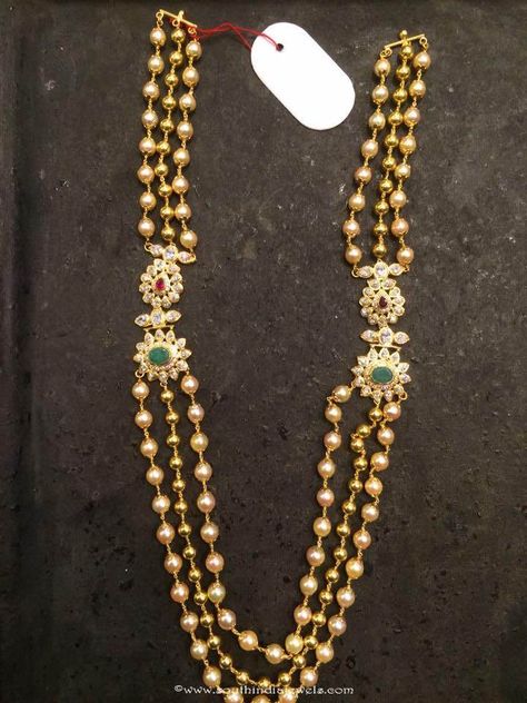 Multilayer Gold Necklace with Side Lockets, Gold Necklace with Side Lockets Lockets Gold, Pearl Haram, Beads Haram, Ruby Jewelry Necklaces, Antique Gold Jewelry Indian, Gold Jewelry Simple Necklace, Beaded Necklace Designs, Bridal Diamond Jewellery, Wedding Jewellery Collection