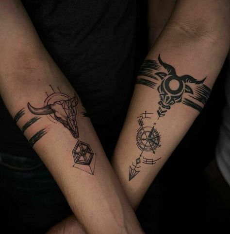 Taurus Men Tattoo, Taurus Arm Tattoo Men, Taurus Tattoo Men Zodiac Design, Aries Arm Tattoo For Men, Taurus Zodiac Tattoo, Taurus Symbol Tattoo Men, Taurus Tattoo Designs, Wolf Armband Tattoo, Rogue Tattoo