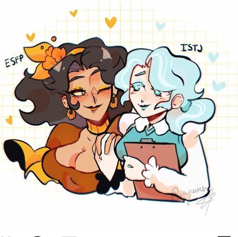 MBTI ships  -  Credit: @cryainer_mbti Istj Esfp Relationship Fanart, Istj Mbti Ship, Mbti Ships Fanart, Esfp X Istj, Istj X Esfp, Mbti Ship Dynamics, Esfp Istj, Mbti Ships, Mbti Istj