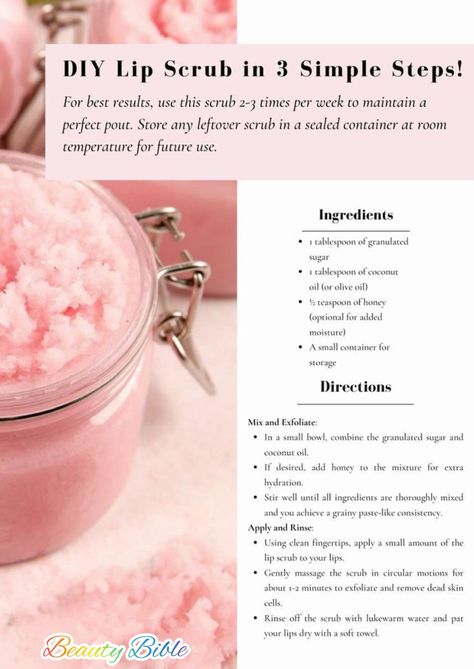 3-in-1 Radiance Therapy Wand for silky smooth lips, featuring a DIY lip scrub recipe for enhanced skincare benefits. Diy Lip Sugar Scrub Recipe, How To Have Smooth Lips, Home Made Lip Scrub Recipes, Lip Scrubs Recipes, Diy Lip Scrub Easy, Lip Scrub At Home, Diy Lip Scrubs, Sugar Lip Scrub Diy, Homemade Lip Scrub