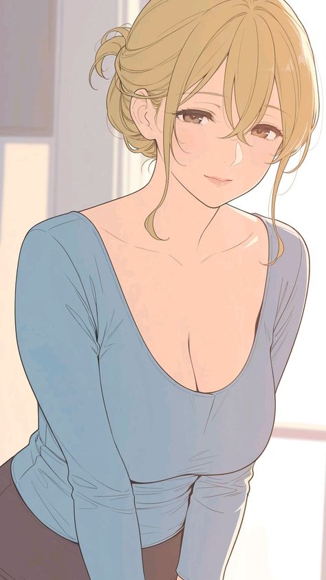 Blonde Girl Animes, Mom Anime Character, Manga Body Reference, Artoria Pendragon Lancer, Anime Mom, Female Character Design Brunette, Draw A Face, Female Anime Characters, Artoria Pendragon