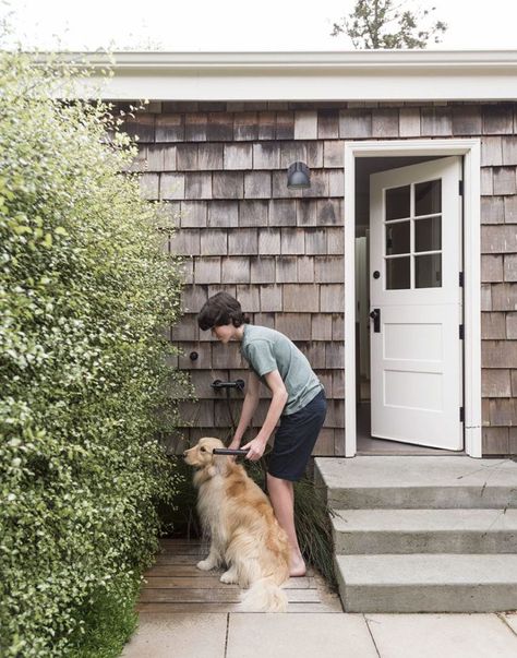 Outdoor shower pet proof dog by Matthew Williams Dog Washing Station Outdoor, Living Pool, Dog Washing Station, Dog Wash, Dog Shower, Dog Rooms, Grand Junction, Dog Bath, Summer Cottage