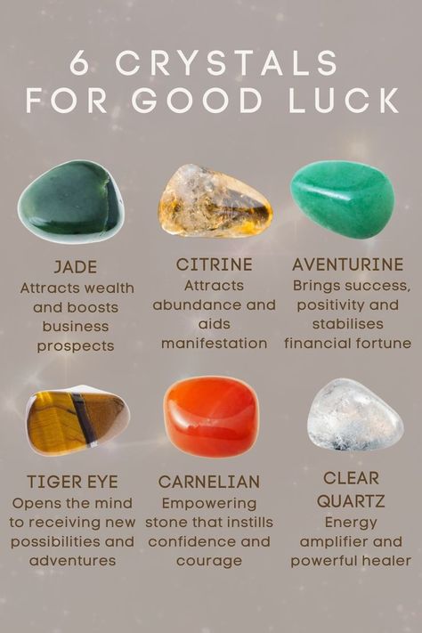 Crystals For Good Luck, Crystals For Luck, Best Healing Crystals, Gemstones Chart, Crystal Healing Chart, Powerful Crystals, Mental Stability, Sagittarius Women, Attracting Abundance