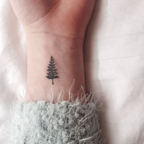 Minimalistic Tattoo Tattoo Tree, Pine Tree Tattoo, Small Meaningful Tattoos, Cute Tiny Tattoos, Cute Small Tattoos, Small Tattoo Designs, Nature Tattoos, Tree Tattoo, Little Tattoos