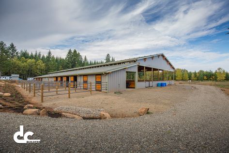 Small Horse Barn Plans, Covered Riding Arena, Horse Shed, Horse Farm Ideas, Cattle Barn, Horse Barn Ideas Stables, Riding Arena, Horse Barn Designs, Horse Arena