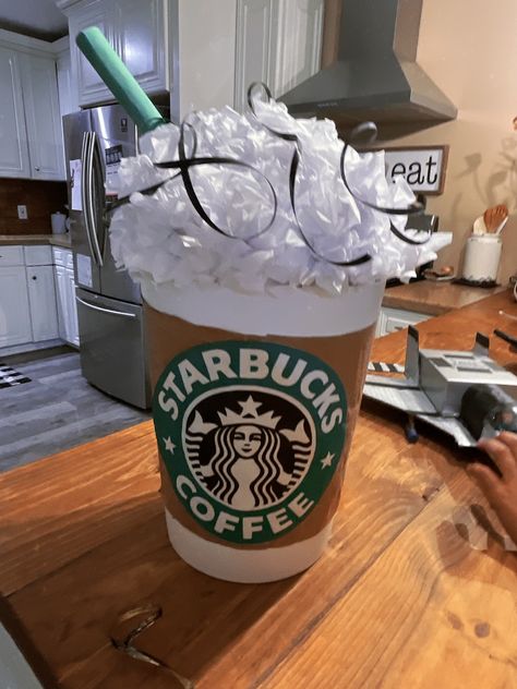 The cup is a white trash can and the whip cream is foam(preferable, white)it’s half of a circle. You grab tissue paper and glue it on, once it’s dry, add the straw, it’s a green piece of construction paper.The chocolate syrup is optional , I used thin ribbon.
And That’s it! Starbucks Valentine Box Ideas, Starbucks Theme, Starbucks Party, Kids Holidays, Crazy Hat, Valentine Boxes, Valentines Box, Starbucks Valentines, Crazy Hat Day