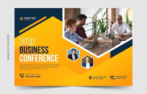 Corporate horizontal business conference... | Premium Vector #Freepik #vector #booklet-design #business-flyer-design #corporate-layout #modern-brochure Horizontal Flyer Design, Webinar Banner, Corporate Layout, Business Conference Flyer, Business Conference, Booklet Design, Banner Template Design, Design Business, Banner Template