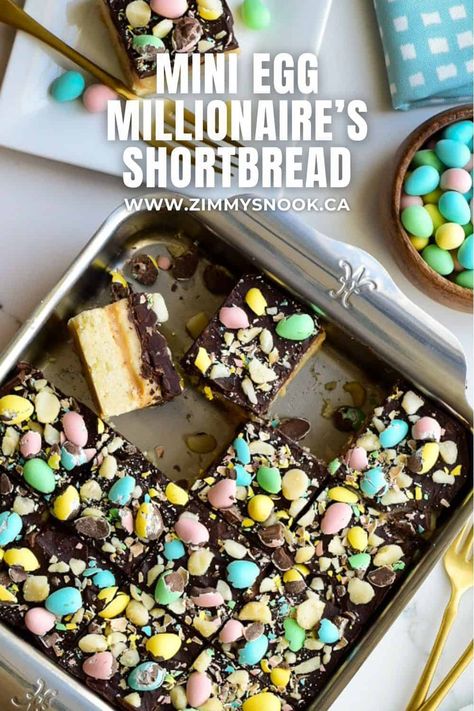 Mini Egg Millionaire’s Shortbread Mini Egg Millionaires Shortbread, Easter Shortbread, Millionaires Shortbread, Shortbread Recipe, Millionaire Shortbread, Mini Egg, Shortbread Recipes, Mini Eggs, Golden Syrup